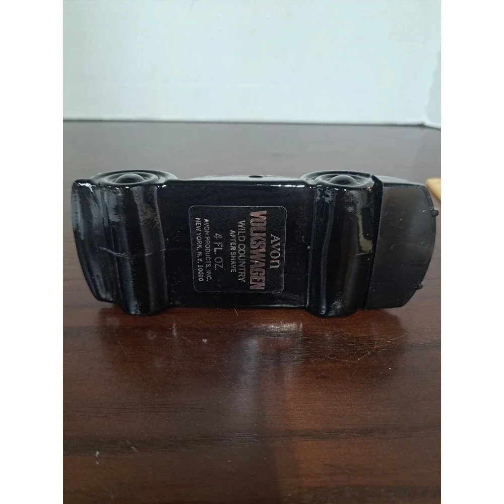 Vintage Black Volkswagen Bug Glass Avon Bottle - Empty